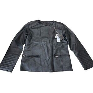 Ferrari F-COLLECTION W2800 Woman Leather Jacket Size Small Black ITALY